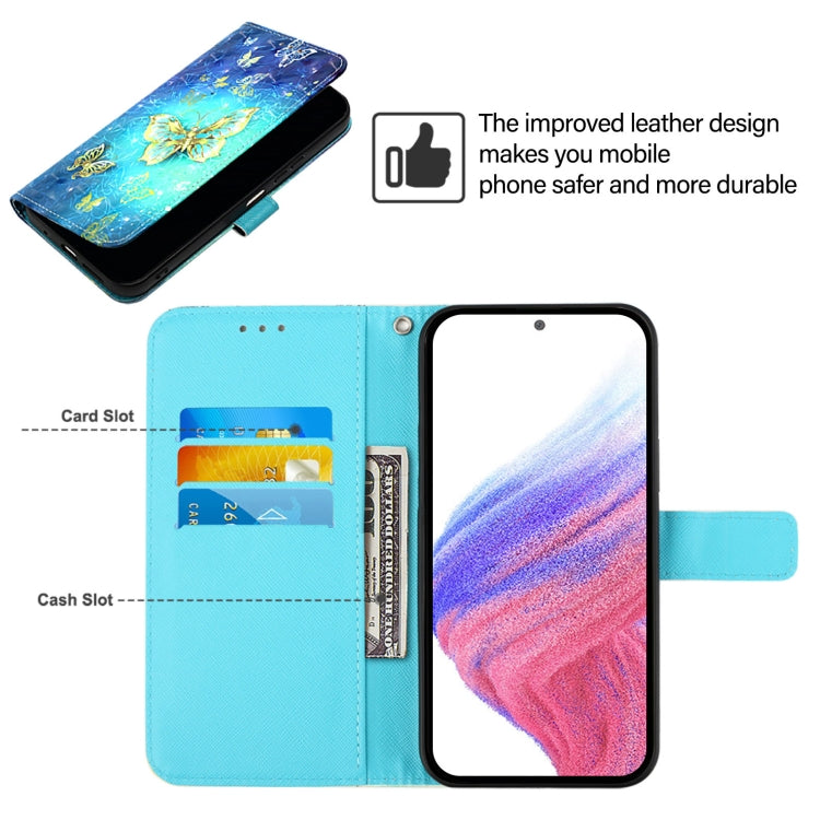 Funda de Cuero con Tapa Horizontal y Pintura 3D para Itel A80 4G (Mariposa Dorada)
