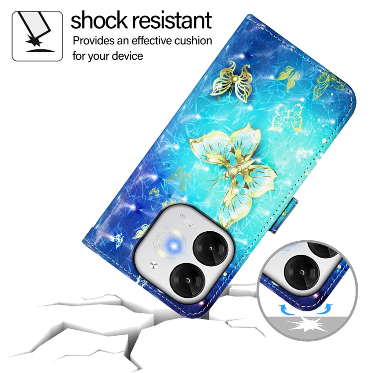 Funda de Cuero con Tapa Horizontal y Pintura 3D para Itel A80 4G (Mariposa Dorada)
