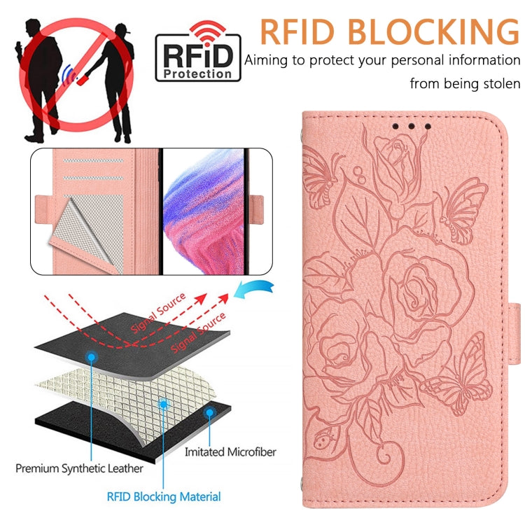 Funda de Cuero Antirrobo con RFID para Tecno Spark 20 Pro 5G con Relieve (Rosa)