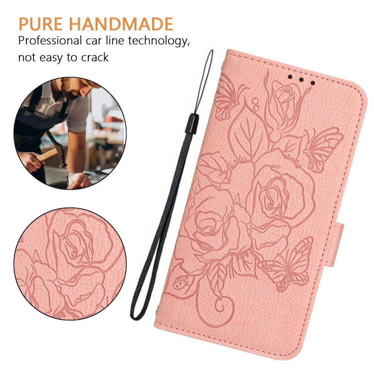 Funda de Cuero Antirrobo con RFID para Tecno Spark 20 Pro 5G con Relieve (Rosa)