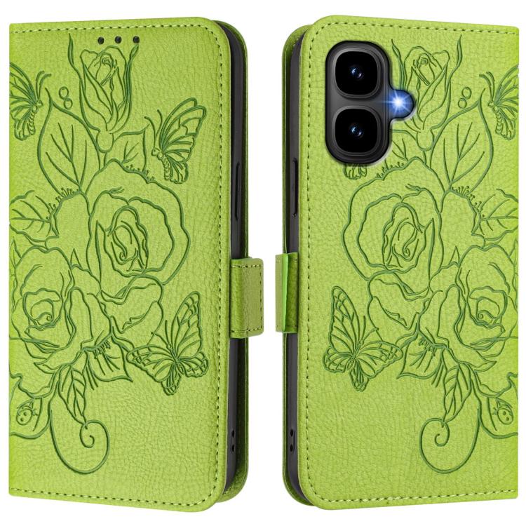 Funda de cuero antirrobo RFID con relieve rosa para Tecno Pop 10 / Infinix Smart 10 4G (verde)