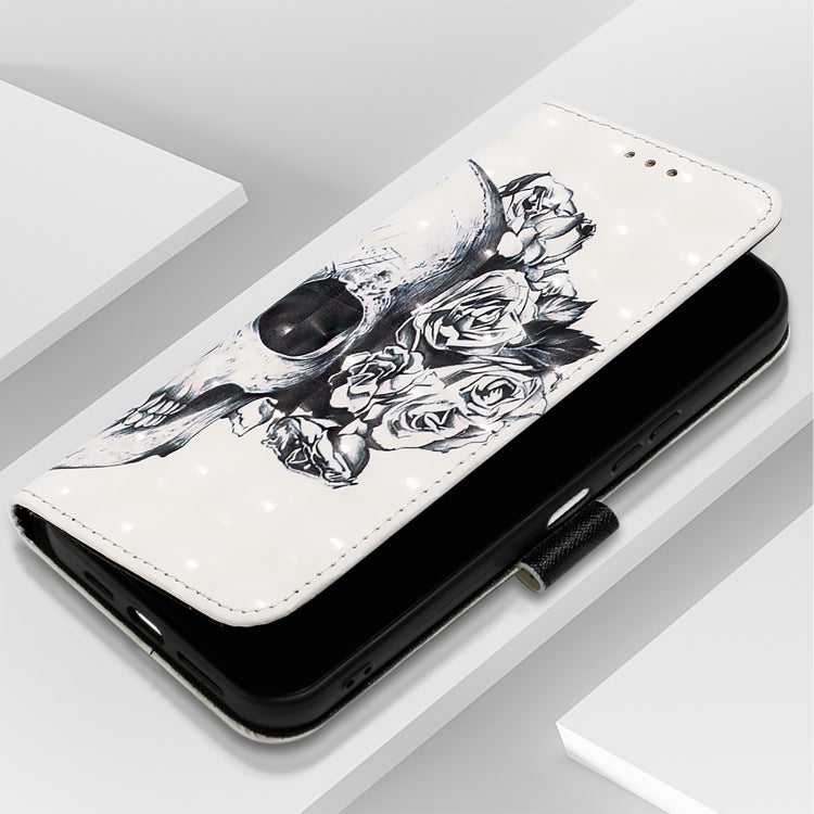 Funda de Cuero con Tapa Horizontal y Pintura 3D para TCL 30Z T602Dl (Calavera)