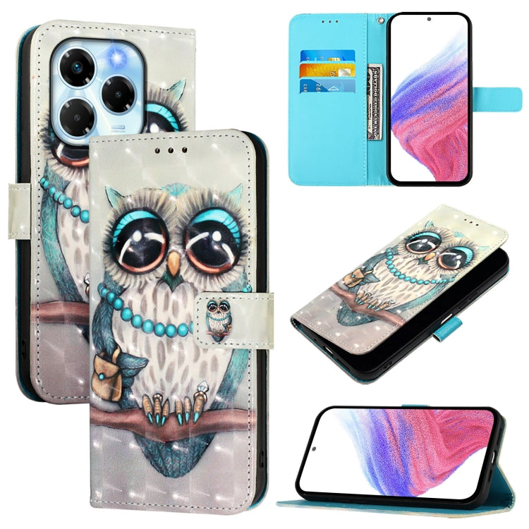 Funda de Cuero con Tapa Horizontal y Pintura 3D para Infinix Note 40X 5G (Búho Gris)