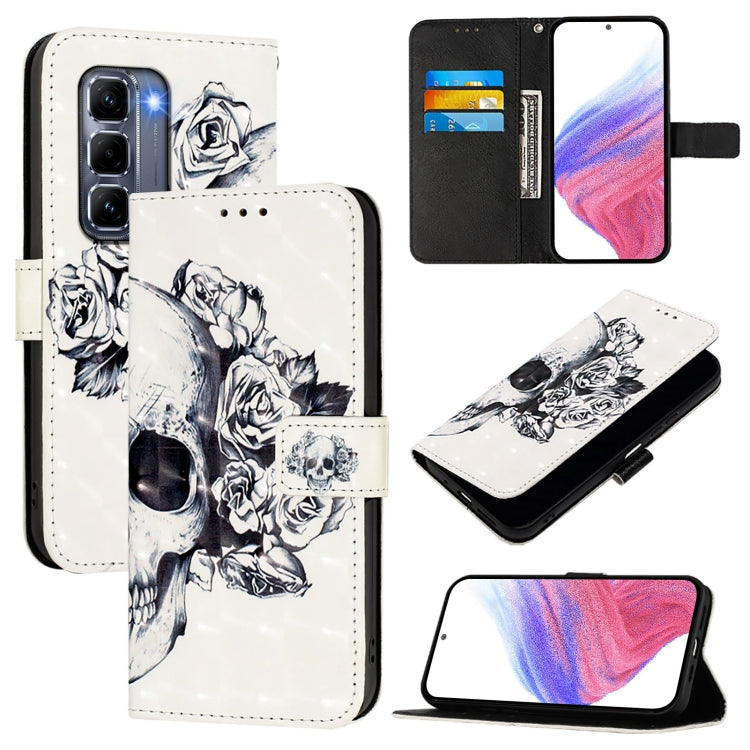 Funda de Cuero con Tapa Horizontal y Pintura 3D para Infinix Hot 50 Pro+ 4G (Calavera)