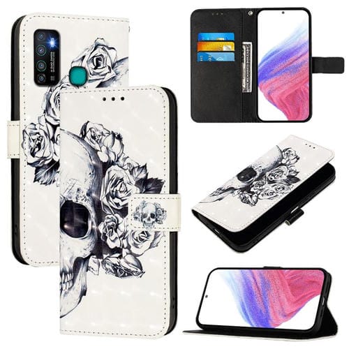 Funda de Cuero con Tapa Horizontal y Pintura 3D para Infinix Hot 9 y Hot 9 Pro (Calavera)