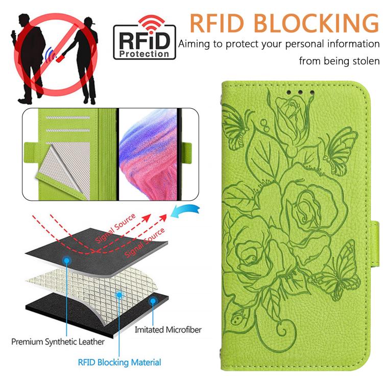 Funda de Cuero Antirrobo RFID con Relieve para Huawei Nova 13/Nova 12 (Verde)