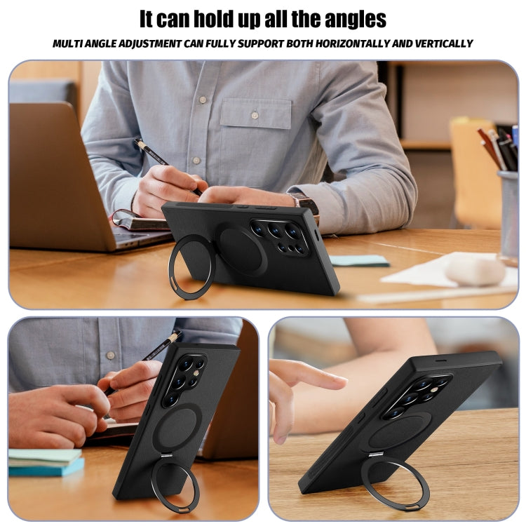 Funda para Samsung Galaxy S22 + 5G Magsafe Rotation Holder PC y Cuero (Negro)