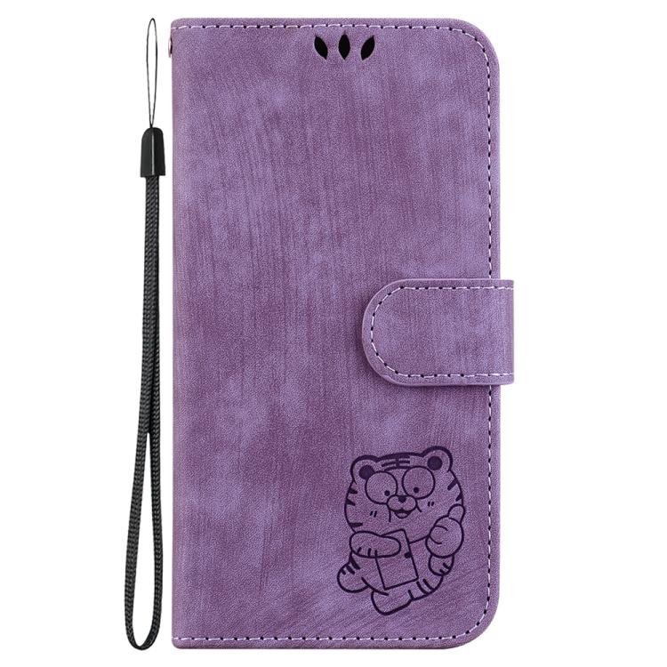 Funda de cuero con relieve de tigre para Redmi A5 4G (171,7 mm) (morado)