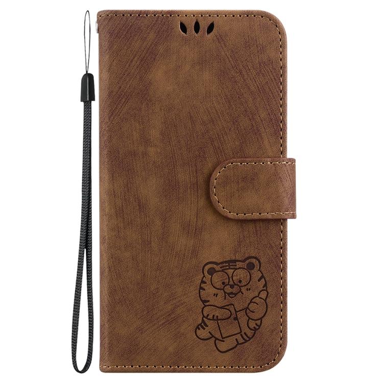 Funda de cuero con relieve de tigre pequeño para Redmi A5 4G (171,7 mm) (marrón)