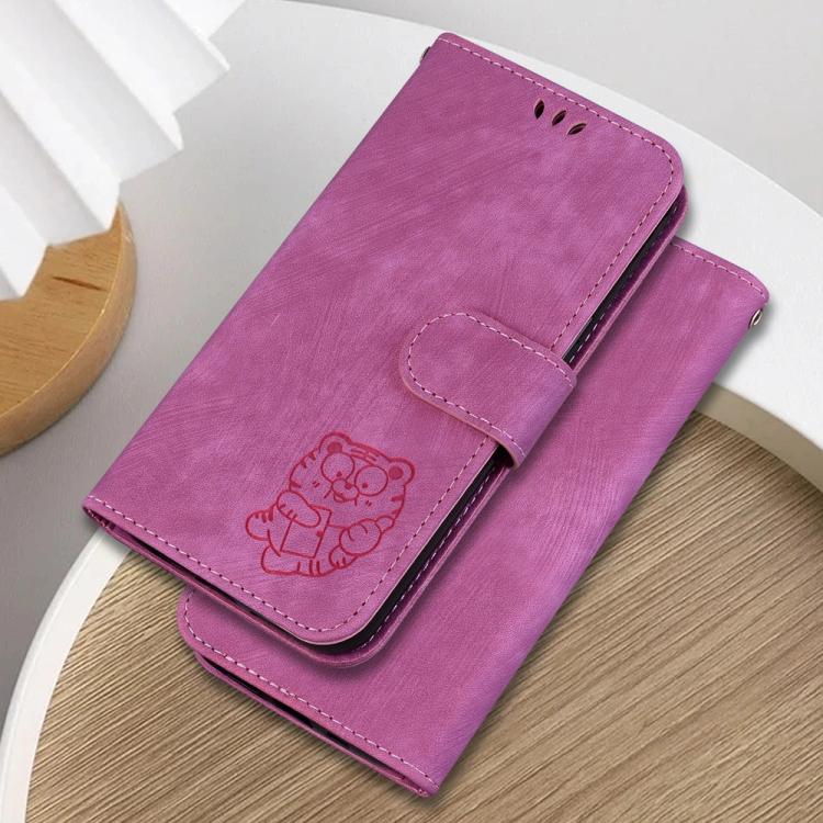 Funda de piel con relieve de tigre para Redmi A5 4G (171,7 mm) (rosa)
