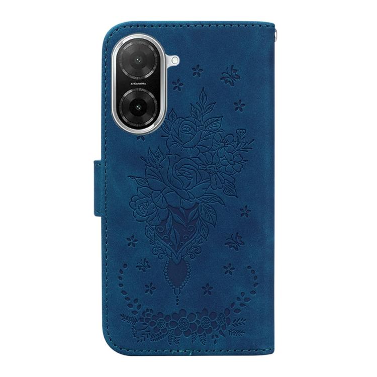 Funda de cuero con relieve de mariposa y rosa para Redmi A5 4G (171,7 mm, azul)