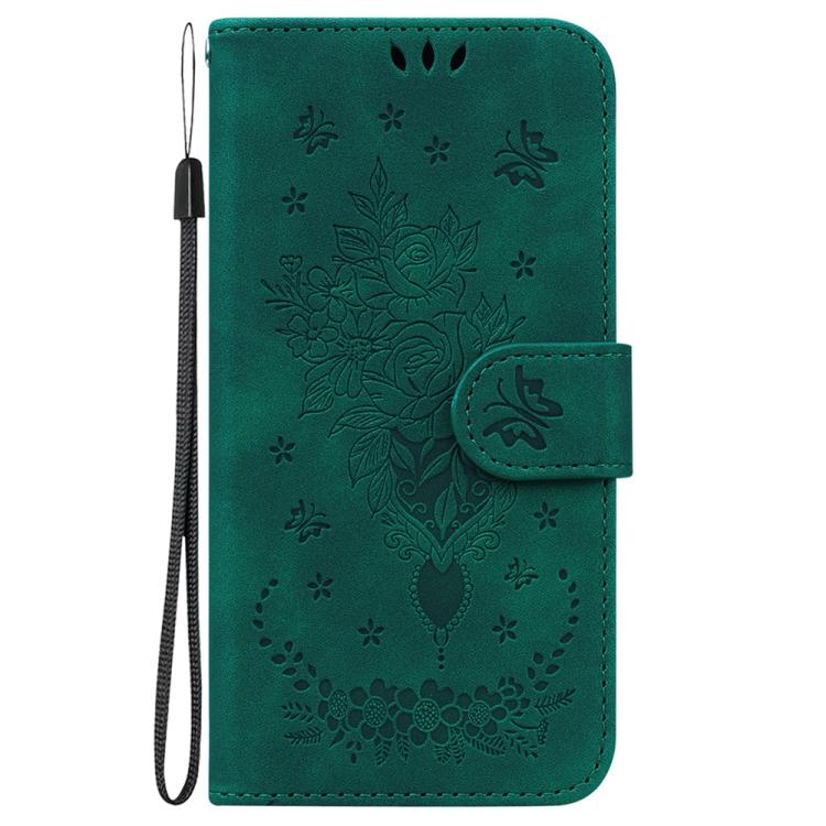 Funda de cuero con relieve de mariposa y rosa para Redmi A5 4G (171,7 mm, verde)