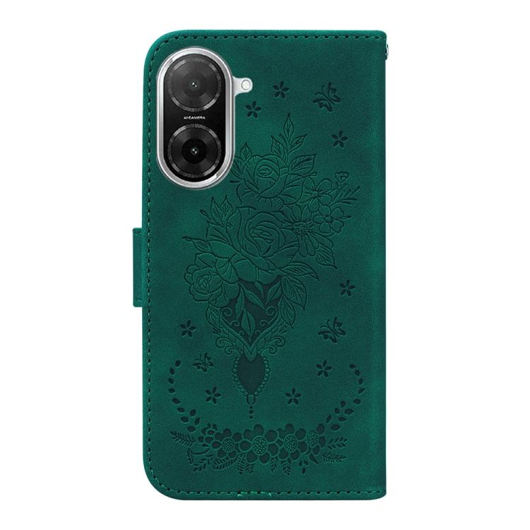 Funda de cuero con relieve de mariposa y rosa para Redmi A5 4G (171,7 mm, verde)