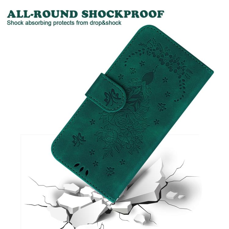 Funda de cuero con relieve de mariposa y rosa para Redmi A5 4G (171,7 mm, verde)