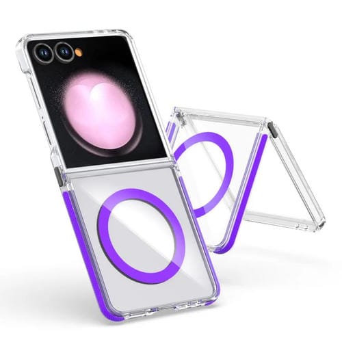 Funda híbrida de TPU y acrílico transparente de dos colores con MagSafe para Samsung Galaxy Z Flip7 5G (morado)
