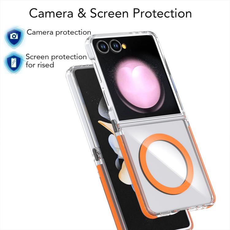 Funda híbrida de TPU acrílico transparente de dos colores con MagSafe para Samsung Galaxy Z Flip7 5G (transparente)