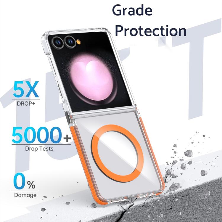 Funda híbrida de TPU acrílico transparente de dos colores con MagSafe para Samsung Galaxy Z Flip7 5G (transparente)