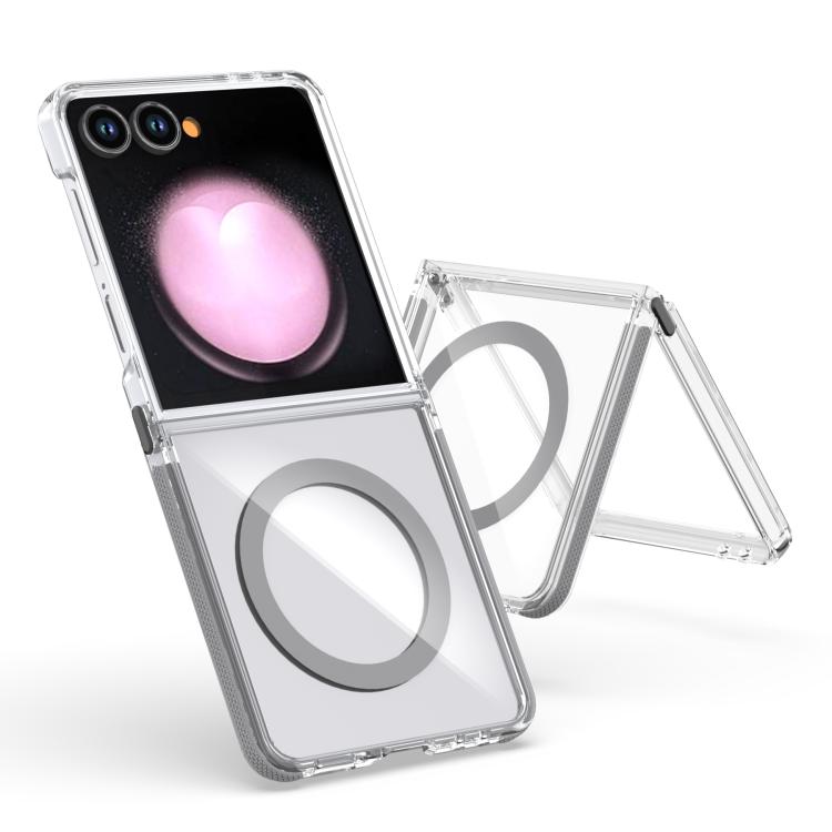 Funda híbrida de TPU y acrílico transparente de dos colores MagSafe para Samsung Galaxy Z Flip7 5G (gris)