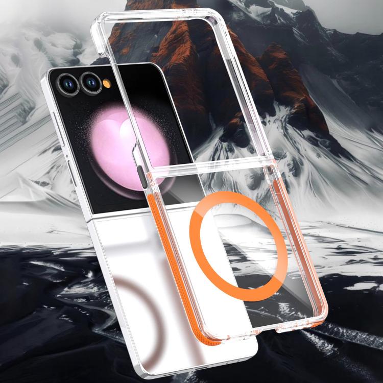 Funda híbrida de TPU y acrílico transparente de dos colores MagSafe para Samsung Galaxy Z Flip7 5G (gris)