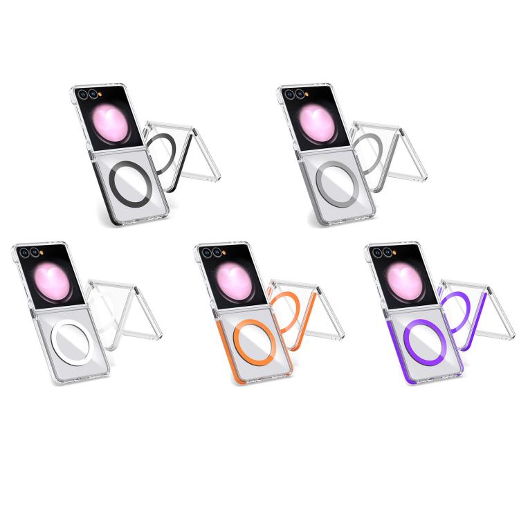 Funda híbrida de TPU y acrílico transparente de dos colores con MagSafe para Samsung Galaxy Z Flip7 5G (negra)