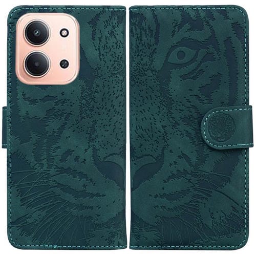 Funda de cuero con tapa y estampado de tigre para Redmi 15C 4G (173,1 mm) / Redmi 15C 5G (173,1 mm) (Verde)