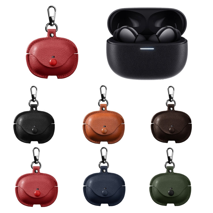 Funda Protectora de Cuero para Auriculares Redmi Buds 5 Pro y Buds 4 Pro Business con Gancho (Marrón Claro)