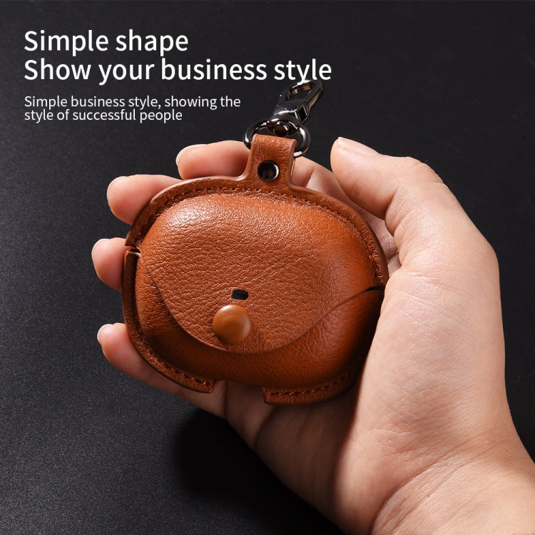 Funda Protectora de Cuero para Auriculares Redmi Buds 5 Pro y Buds 4 Pro Business con Gancho (Marrón Oscuro)