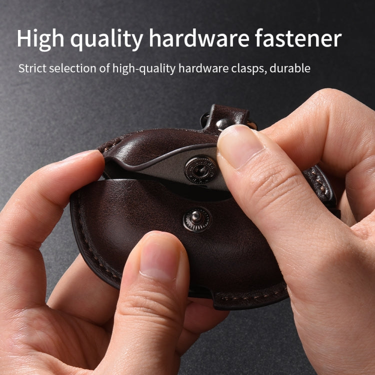 Funda Protectora de Cuero para Auriculares Redmi Buds 5 Pro y Buds 4 Pro Business con Gancho (Marrón Oscuro)