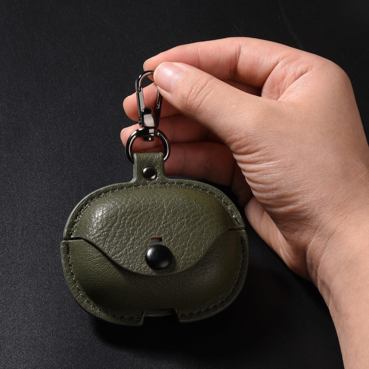 Funda Protectora de Cuero para Auriculares Redmi Buds 5 Pro y Buds 4 Pro Business con Gancho (Marrón Oscuro)