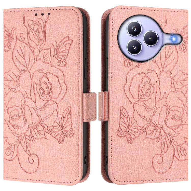 Funda de cuero antirrobo RFID con relieve rosa para Xiaomi Civi 5 Pro 5G (rosa)