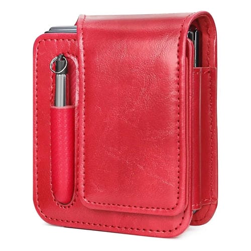 Bolsa para Teléfono Samsung Galaxy Z Flip 3/4/5/6 Vietao Retro Thinking Series Pu a Prueba de Golpes (Rojo)