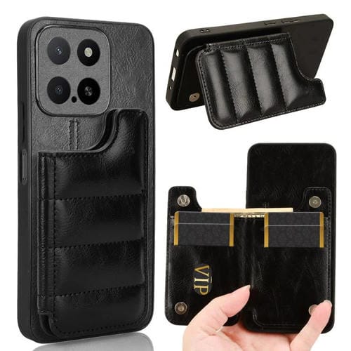 Funda para Teléfono Honor X5B y X5B Plus con Diseño de Vaca y Tarjetero (Negra)