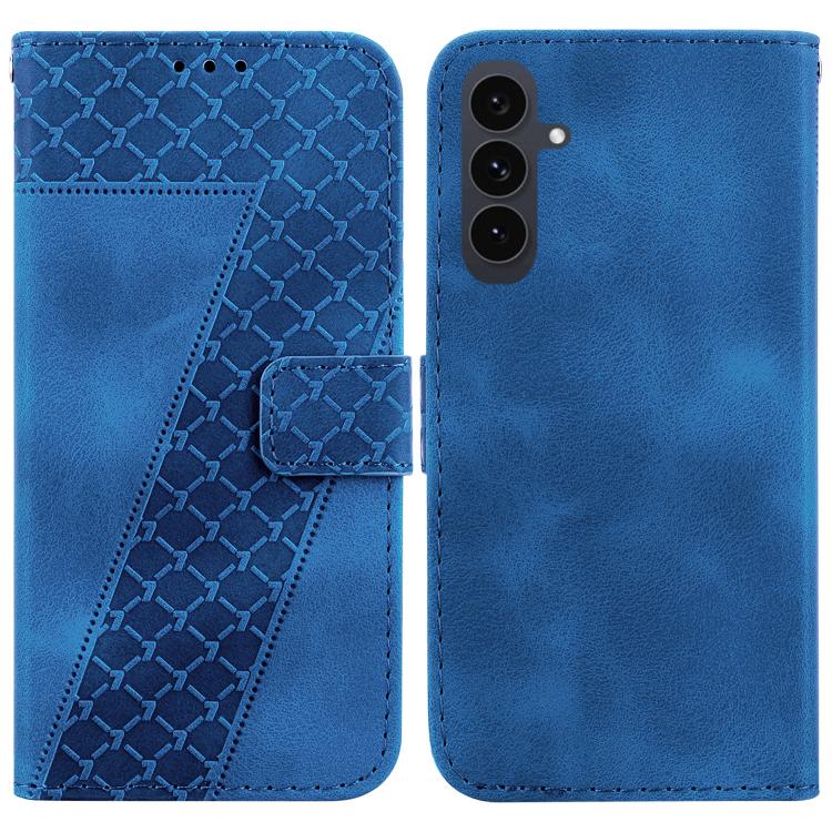 Funda de cuero con relieve de siete formas para Samsung Galaxy S25 FE 5G (azul)