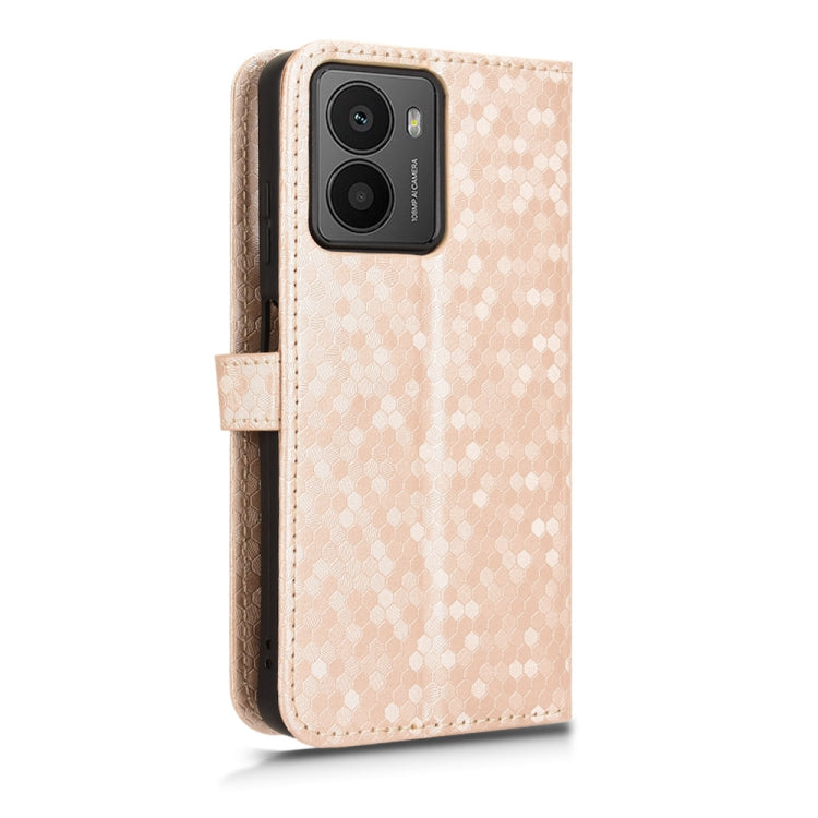 Funda de Cuero para Teléfono HMD Fusion 5G con Textura de Puntos en Panal (Dorada)