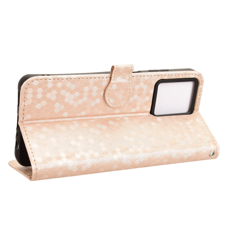 Funda de Cuero para Teléfono HMD Fusion 5G con Textura de Puntos en Panal (Dorada)