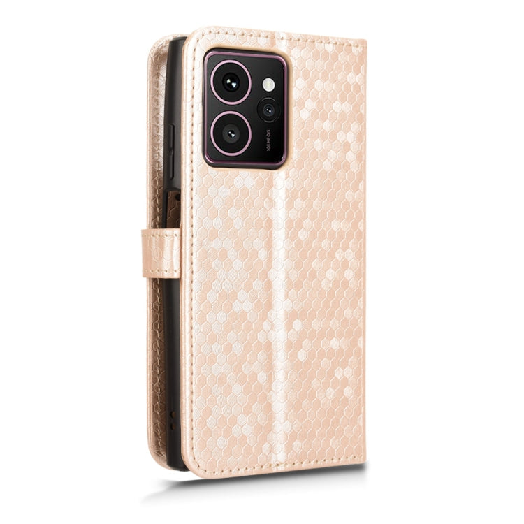 Funda de Cuero con Textura de Puntos Panal para HMD Skyline 5G (Dorada)