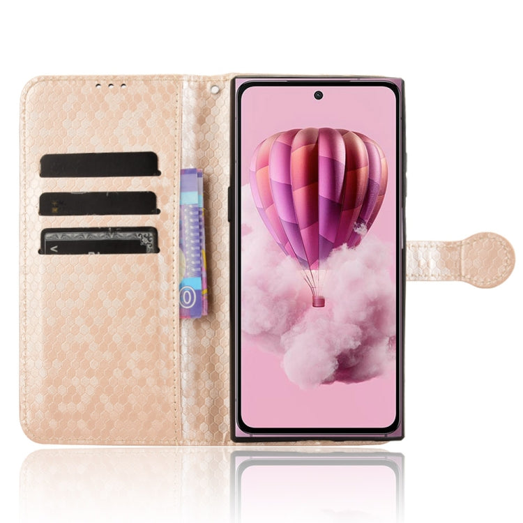 Funda de Cuero con Textura de Puntos Panal para HMD Skyline 5G (Dorada)