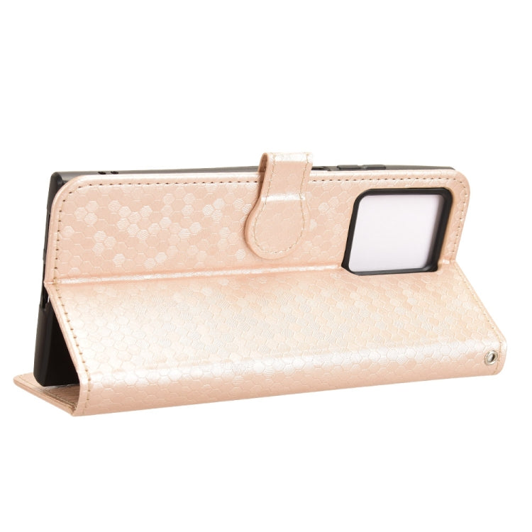 Funda de Cuero con Textura de Puntos Panal para HMD Skyline 5G (Dorada)
