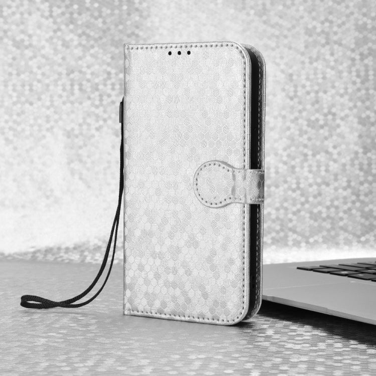 Funda de Cuero para Teléfono HMD Skyline 5G con Textura de Puntos en Panal (Plateada)