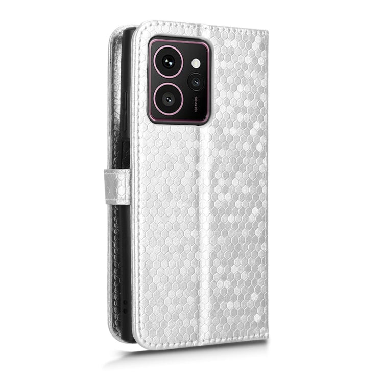 Funda de Cuero para Teléfono HMD Skyline 5G con Textura de Puntos en Panal (Plateada)