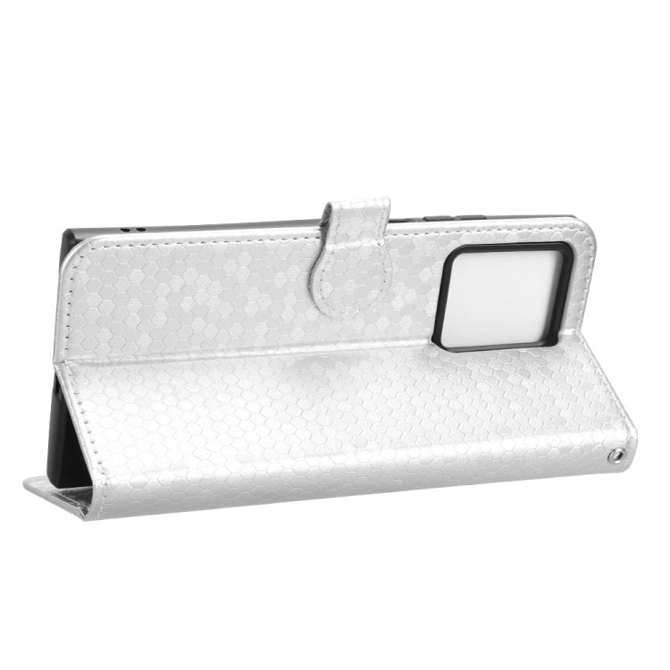 Funda de Cuero para Teléfono HMD Skyline 5G con Textura de Puntos en Panal (Plateada)