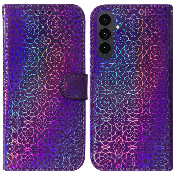 Funda de cuero con hebilla magnética colorida para Samsung Galaxy S25 FE 5G (morada)