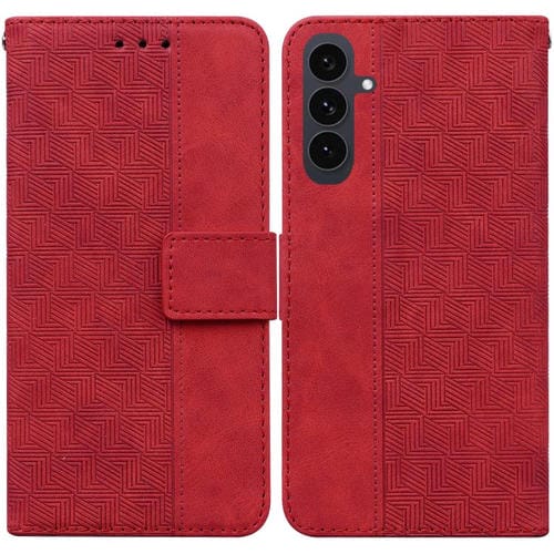 Funda de cuero con relieve geométrico para Samsung Galaxy S25 FE 5G (roja)