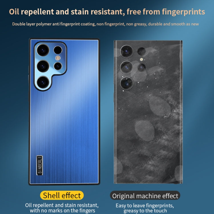 Estuche híbrido para Samsung Galaxy S22+ 5G de aleación de aluminio cepillado a prueba de golpes (Plateado)