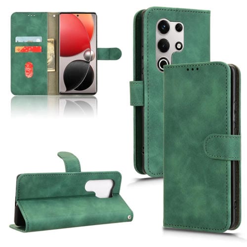 Funda de Cuero para Teléfono Itel S25 con Tapa Magnética y Tacto Ultrafino (Verde)