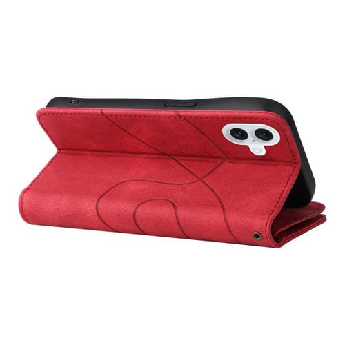 Funda de cuero con cremallera para iPhone 17, bicolor, con 9 ranuras para tarjetas (roja)