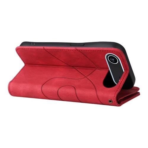 Funda de cuero con cremallera para iPhone 17 Air, bicolor, con 9 ranuras para tarjetas (roja)