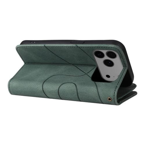 Funda de cuero con cremallera para iPhone 17 Pro Max, bicolor, con 9 ranuras para tarjetas (verde)