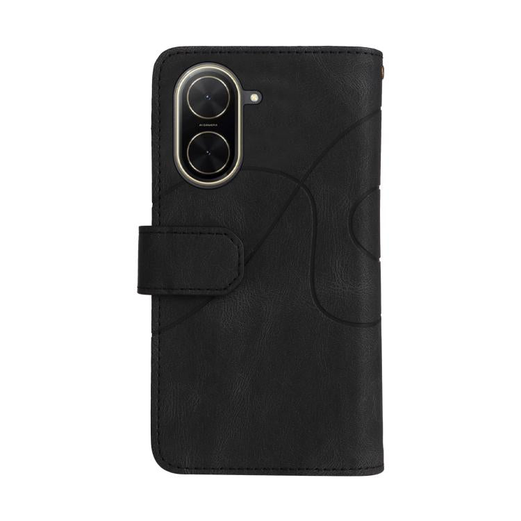 Funda de cuero con cremallera para Redmi A5 4G (171,7 mm) / Poco C71 (negro)