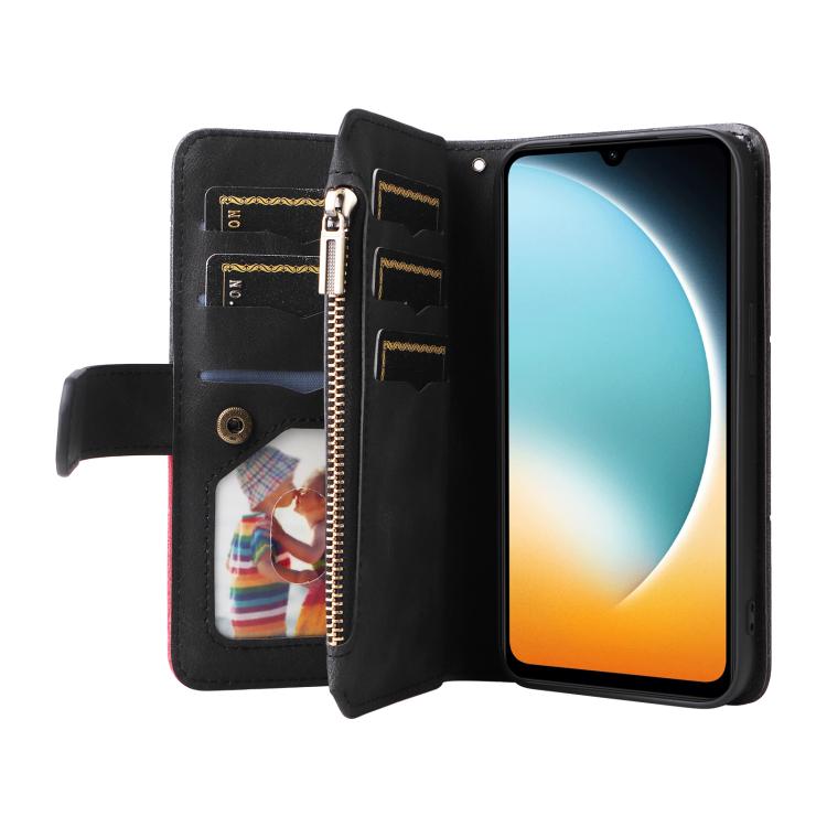 Funda de cuero con cremallera para Redmi A5 4G (171,7 mm) / Poco C71 (negro)